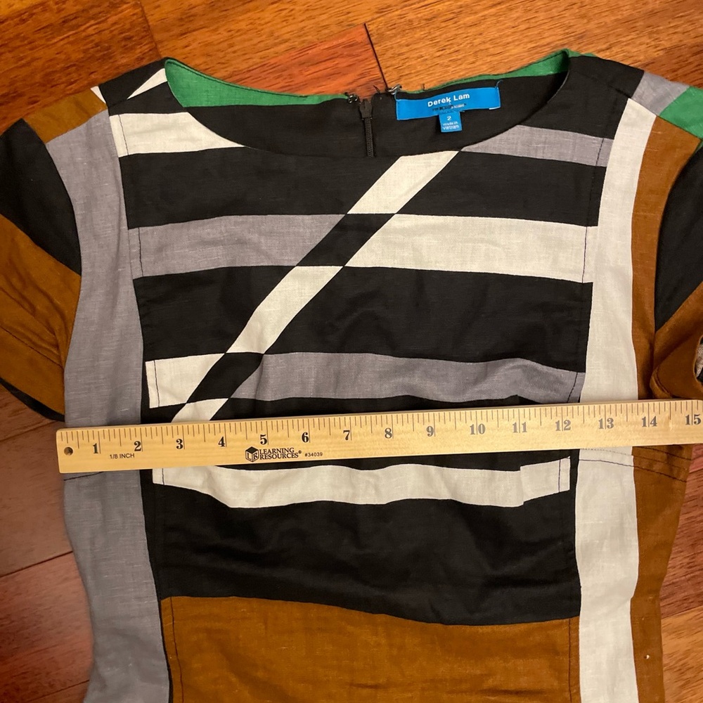 Derek Lam Black and Brown Striped Mini Dress - Picture 7 of 9